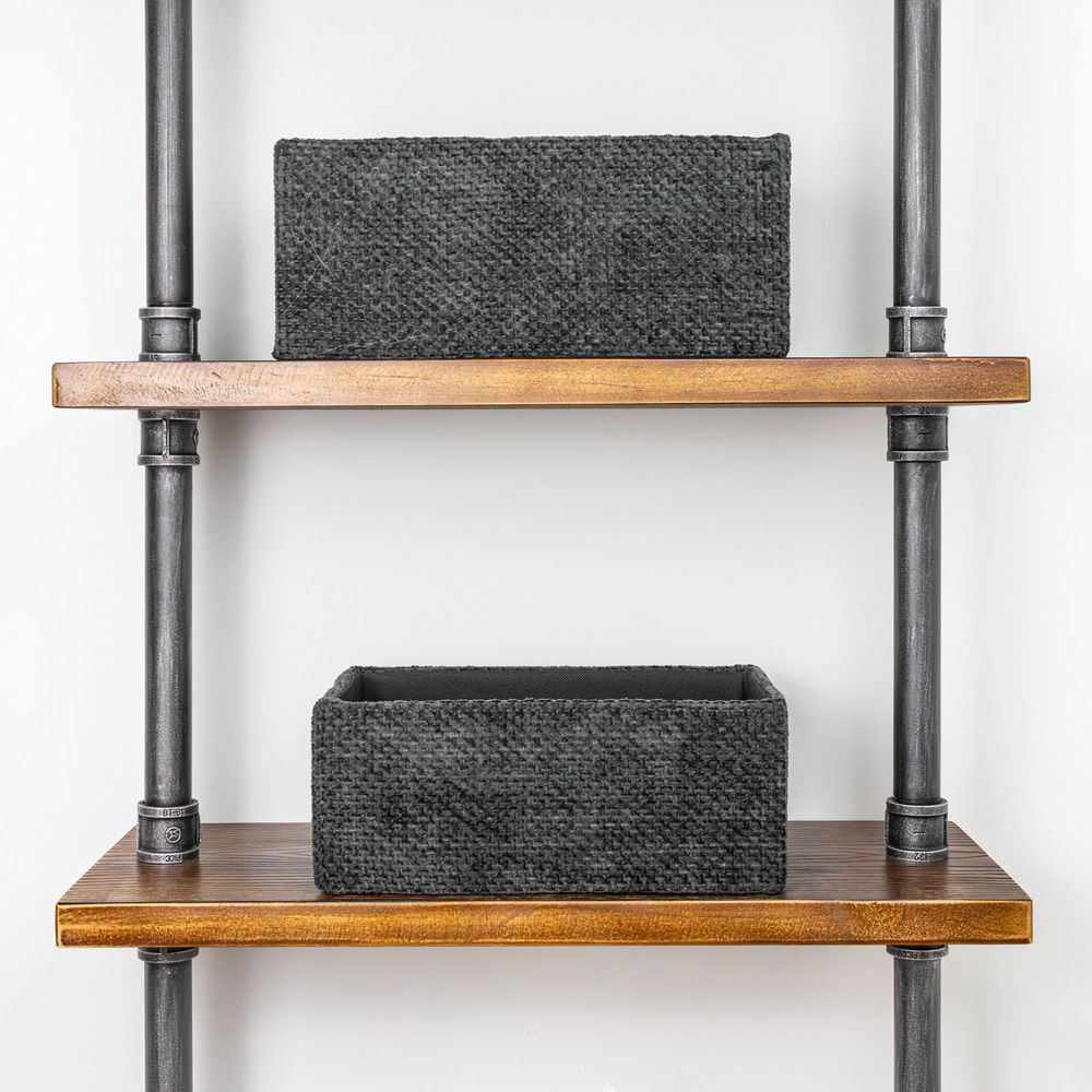 JVL Metro Black Rectangular Storage Basket 3 Pack Image 7