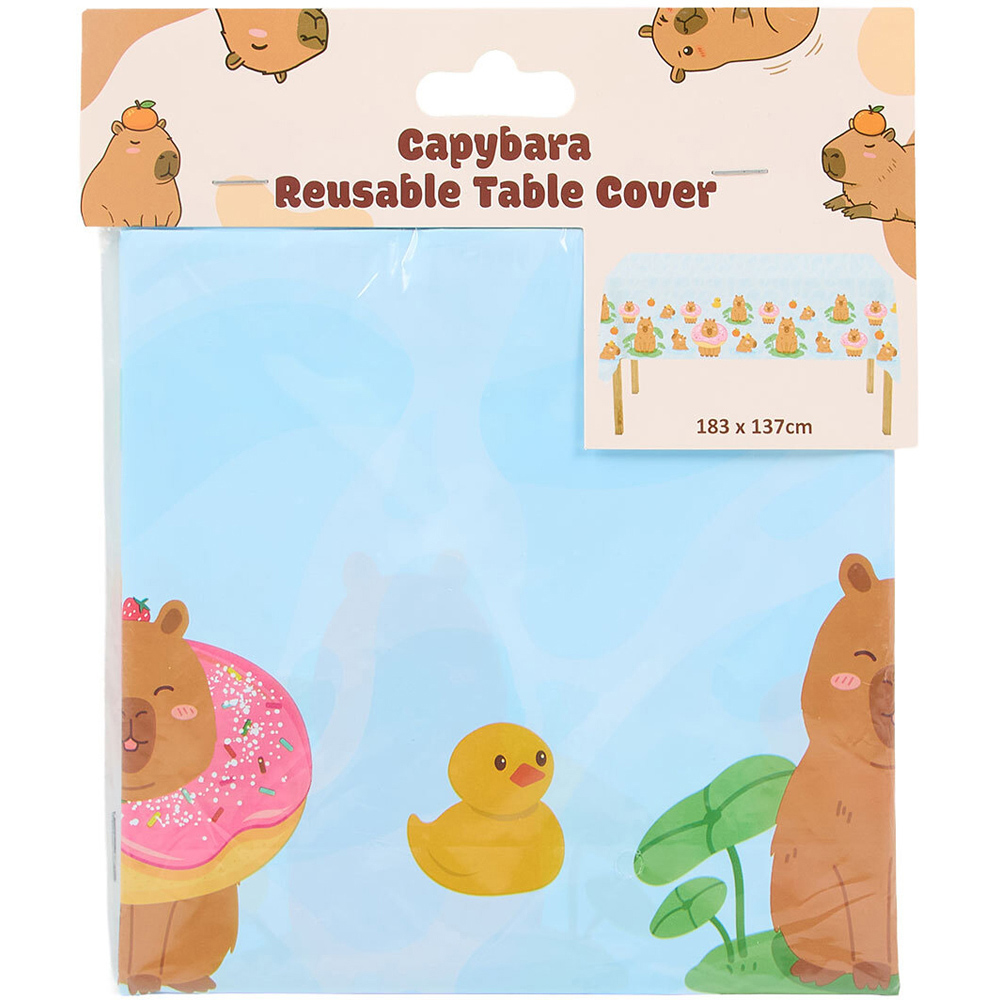 Capybara Reusable Table Cover Blue Image 1