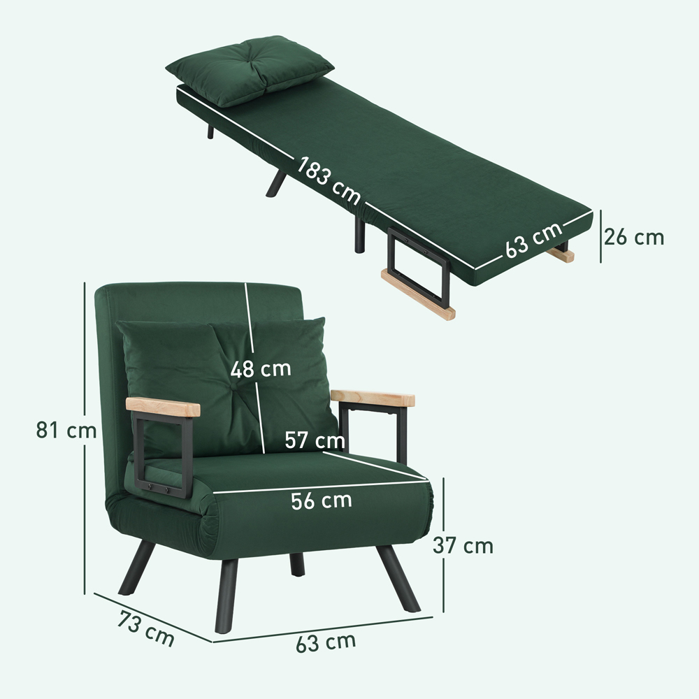 HOMCOM Click Clack Green Single Bed Chair Image 9