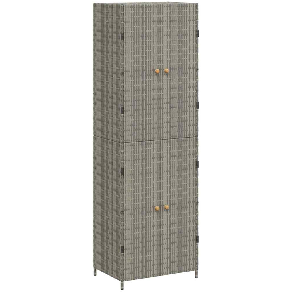 vidaXL 2 Door Grey Poly Rattan Garden Storage Cabinet Image 2