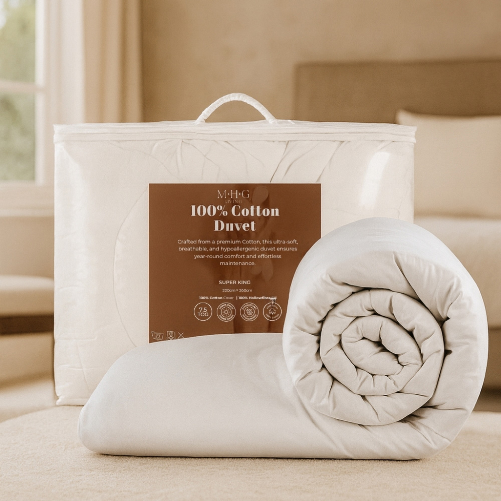 MHG Living Super King Size White Spring Summer Cotton Duvet 7.5 Tog Image 2