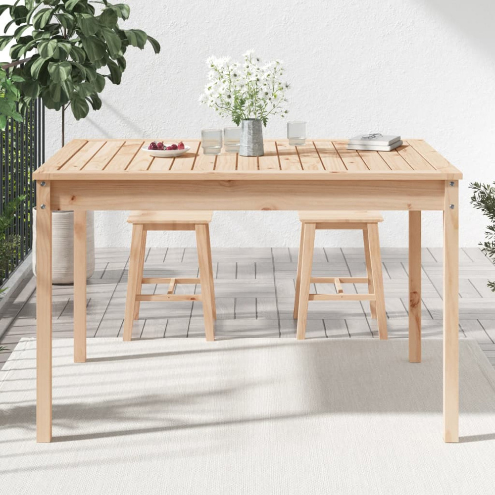 vidaXL 4 Seater Solid Pine Wood Garden Dining Table Natural Image 1
