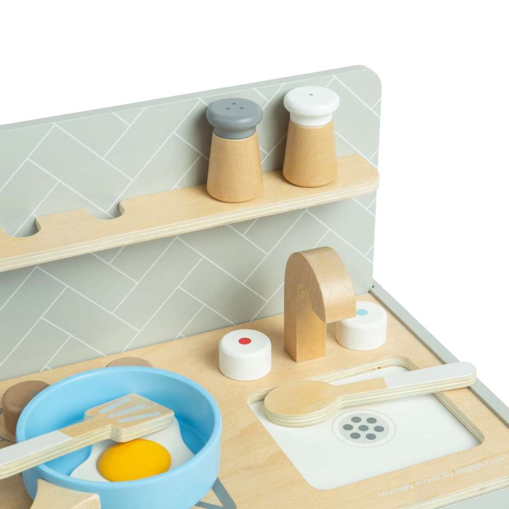 Bigjigs Toys Kids Wooden Tabletop Kitchen Playset Image 4