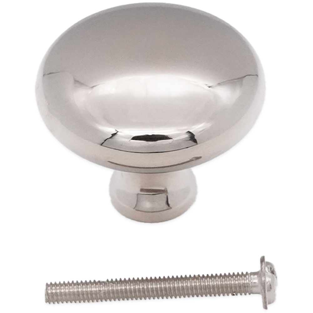 Spira Brass Mushroom Polished Nickel Large 38mm Cupboard Knob Image 4