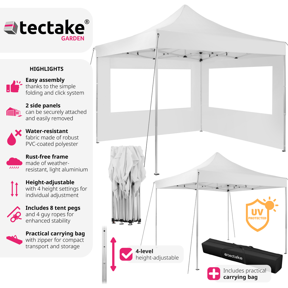 tectake Olivia 3 x 3m White Aluminium Frame Gazebo Image 6