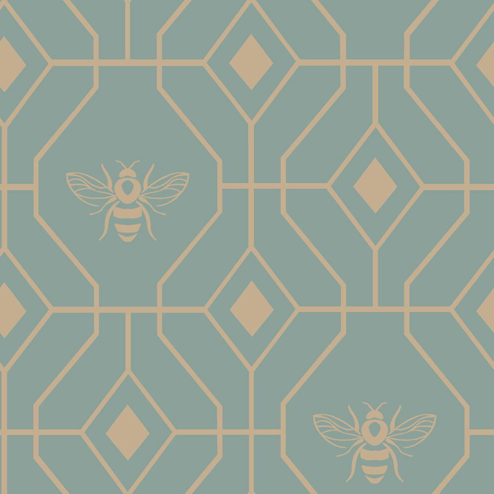 furn. Bee Deco King Size Eau De Nil Duvet Set Image 4