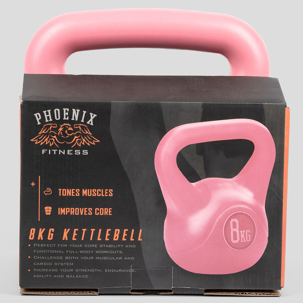 Phoenix Fitness Pink Vinyl Kettlebell 8kg Image 2