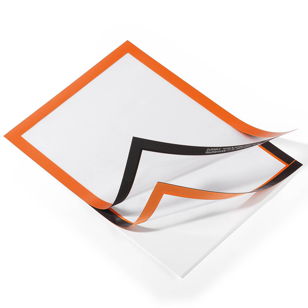 Durable DURAFRAME A4 Orange Self Adhesive Magnetic Signage Frame 2 Pack Image 5