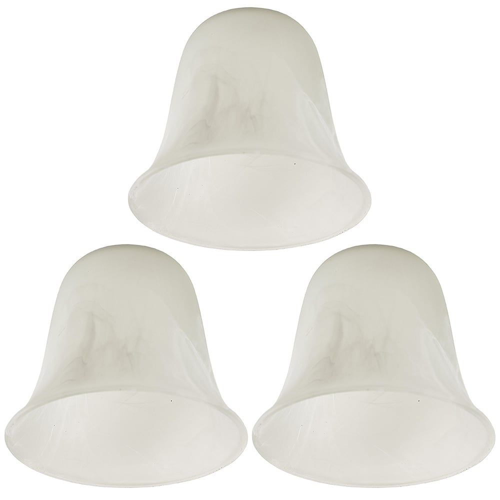 ValueLights 3 Pack Marble Effect Bell Shape Glass Lamp Shades Set 15cm Image 1
