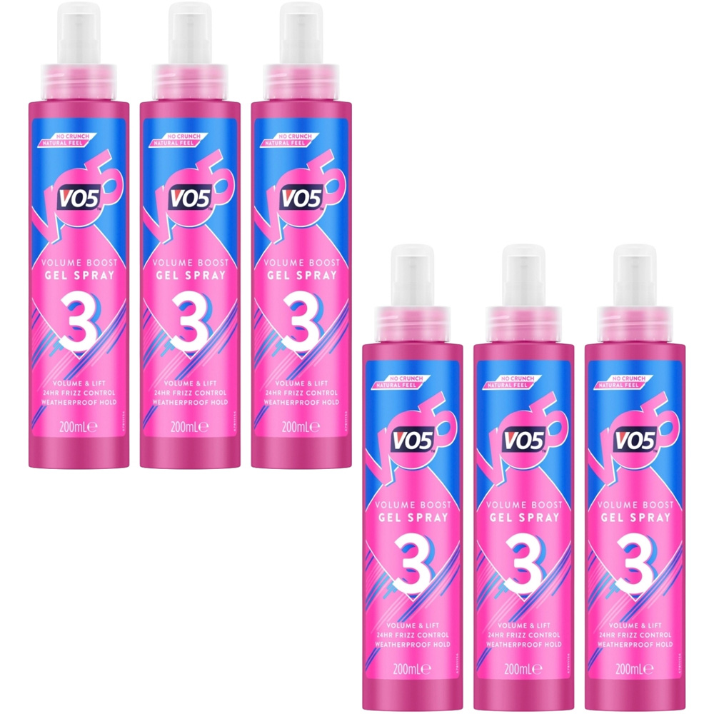 VO5 Volume Boost Hair Styling Gel Spray 200ml 6 Pack Image 1