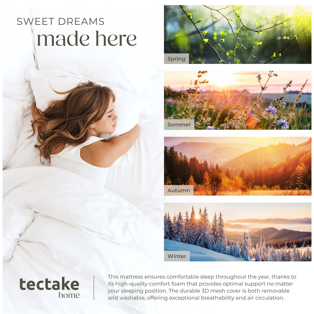 tectake Sky Single 2 in 1 Firmness Level 3D Mesh Cover Mattress Image 6