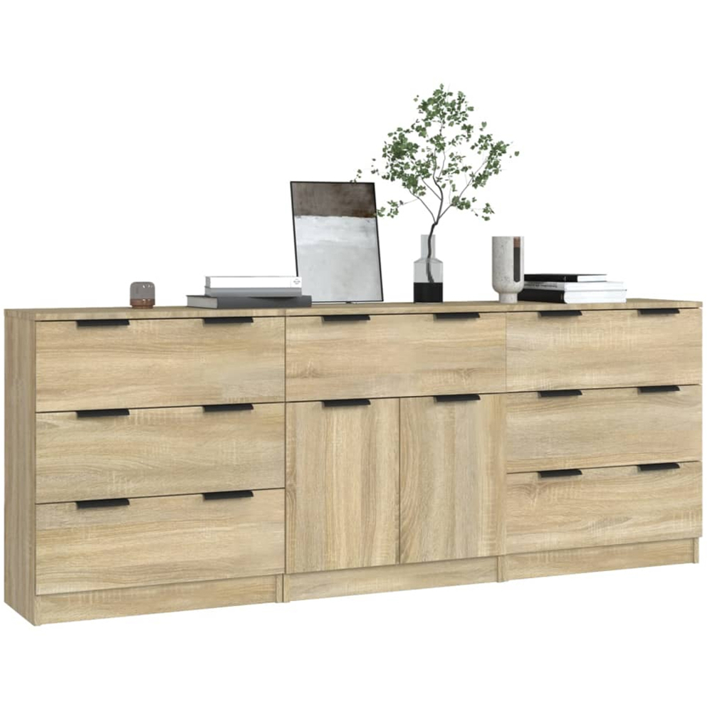 vidaXL 2 Door 7 Drawer Sonoma Oak Wide Sideboard Image 3