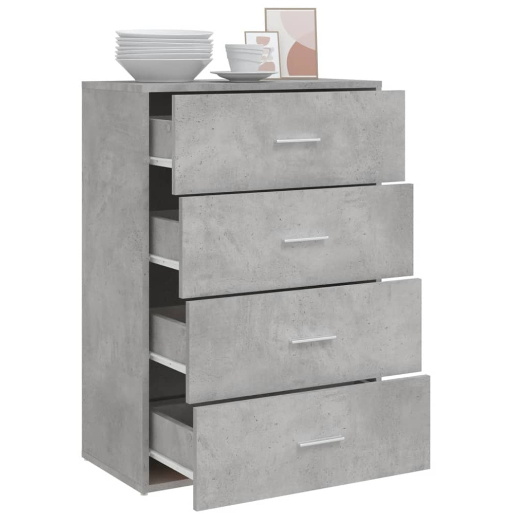 vidaXL 4 Drawer Concrete Grey Wooden Sideboard Image 3