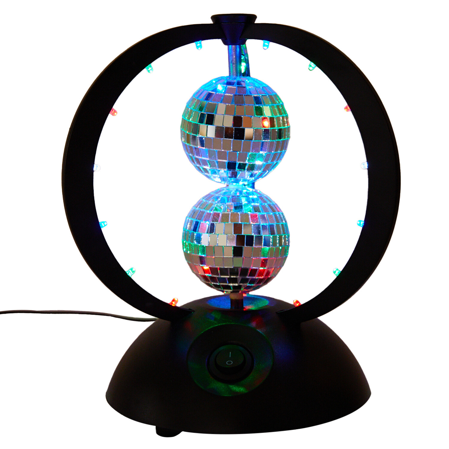 LED Disco Mirror Ball Light - Black and Chrome Image 6