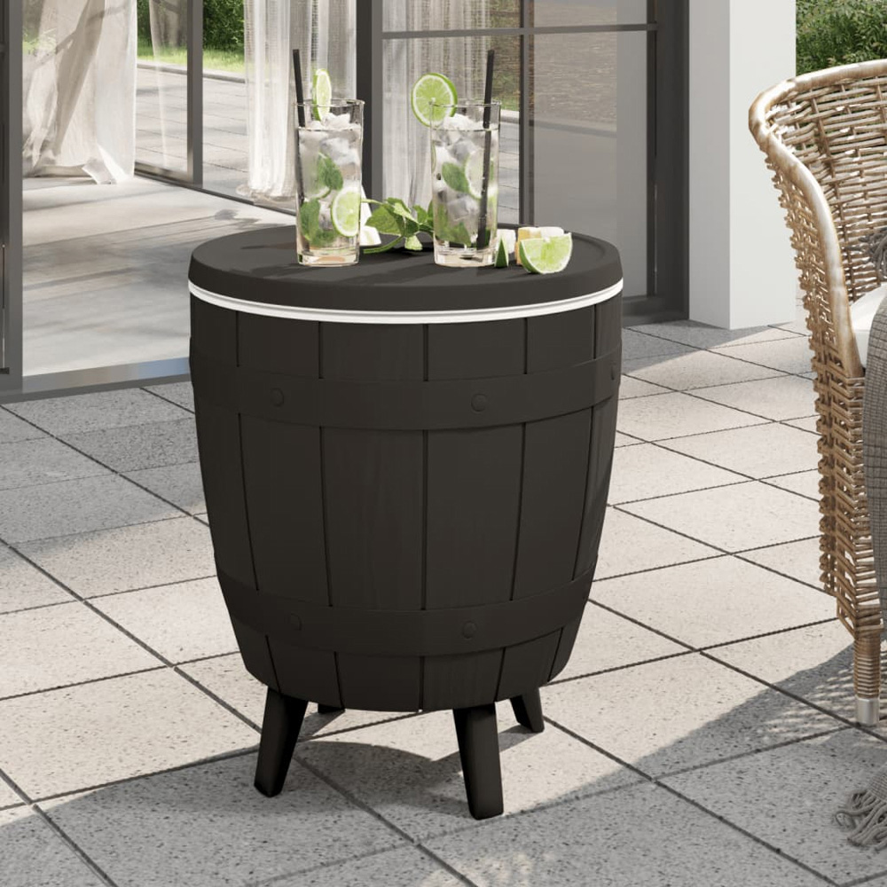 vidaXL Black Rattan Ice Cooler Table Image 2