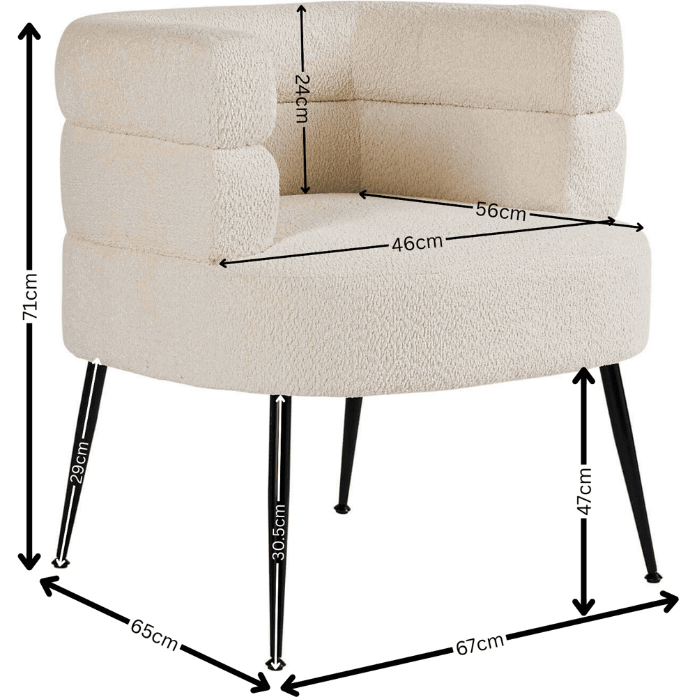 Home Source Cream Boucle Teddy Fur Barrel Accent Chair Image 7