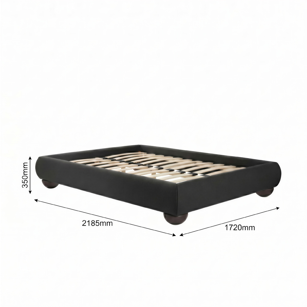 LPD Home Soller Deep Charcoal King Size Chenille Tweed Fabric Bed Image 5