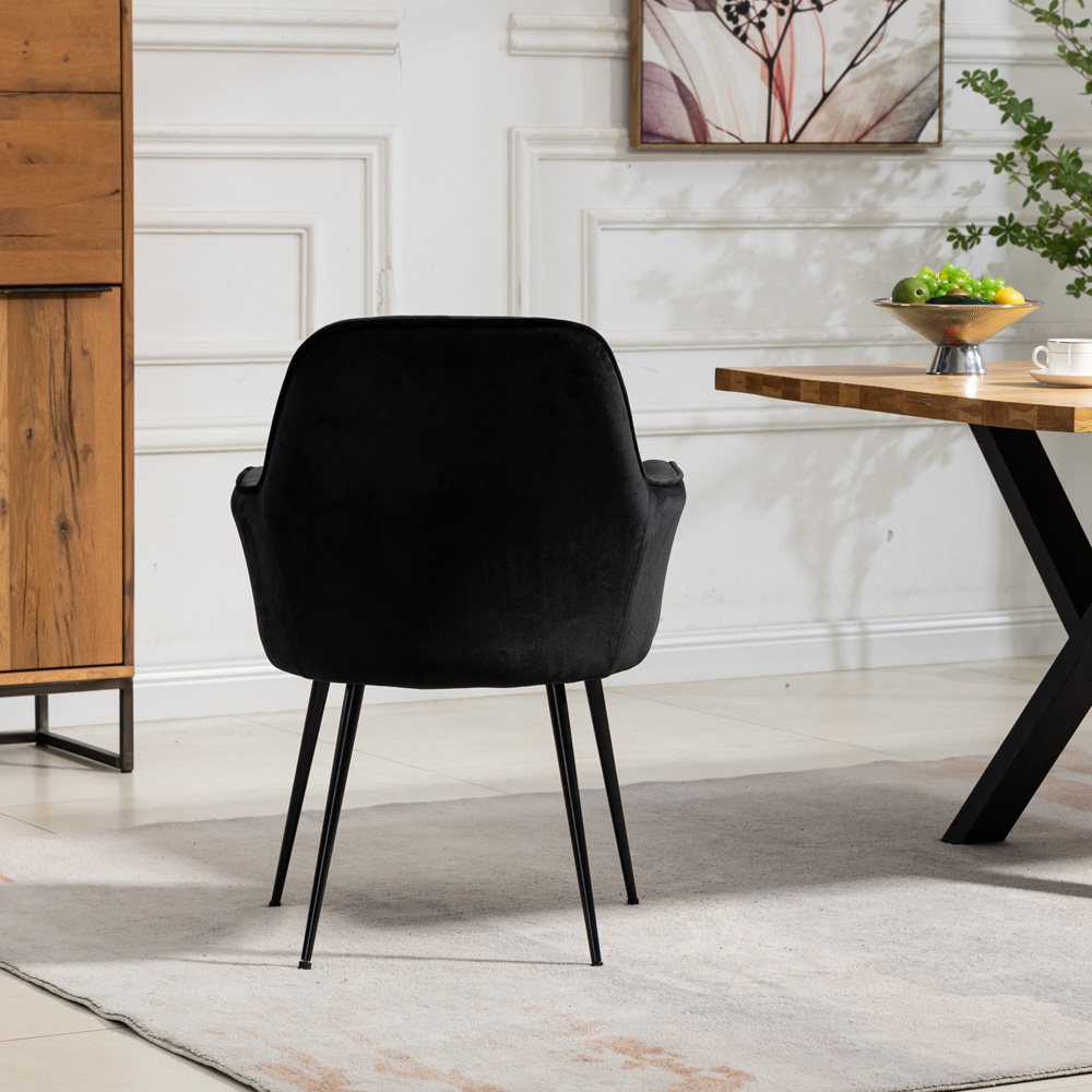 Artemis Home Carrara Set of 2 Black Velvet Dining Chair Image 6