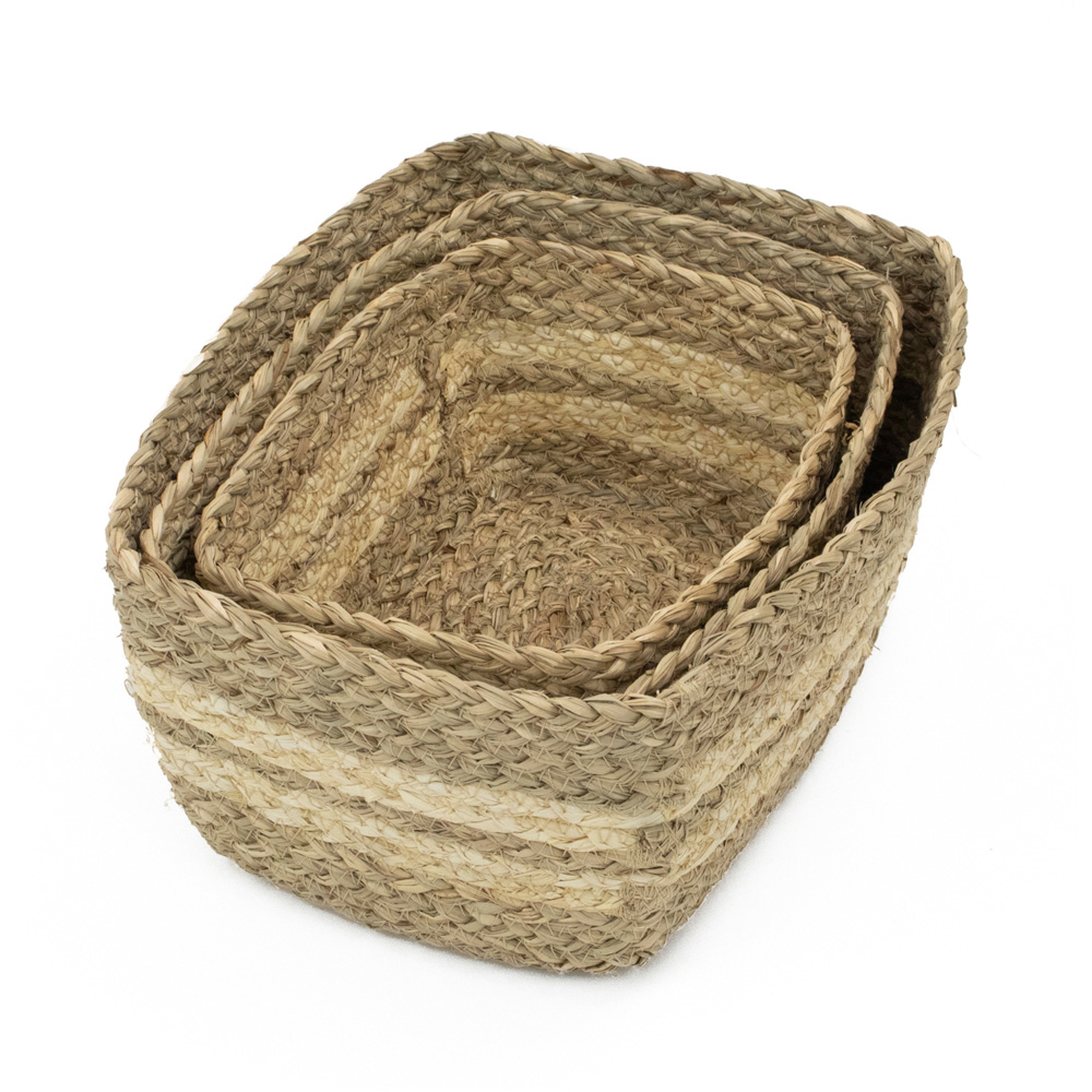 JVL Palma Maize Natural Rectangular Storage Basket 3 Pack Image 3