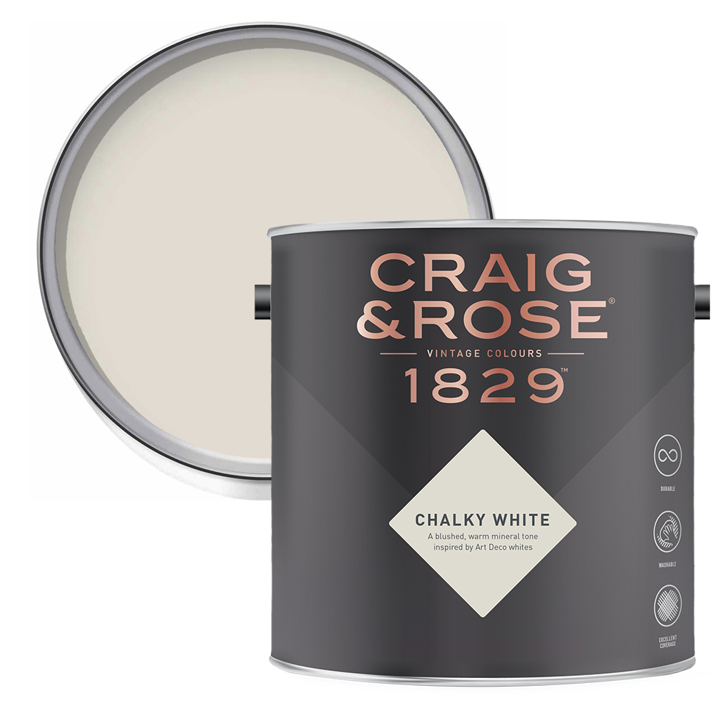 Craig & Rose Kitchen and Bathroom Chalky White Eggshell Paint 750ml Image 1