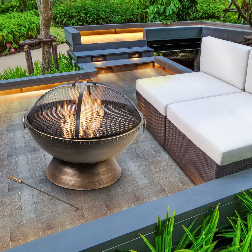 Teamson Home Round Steel Wood Burning Fire Pit 29 inch Image 2