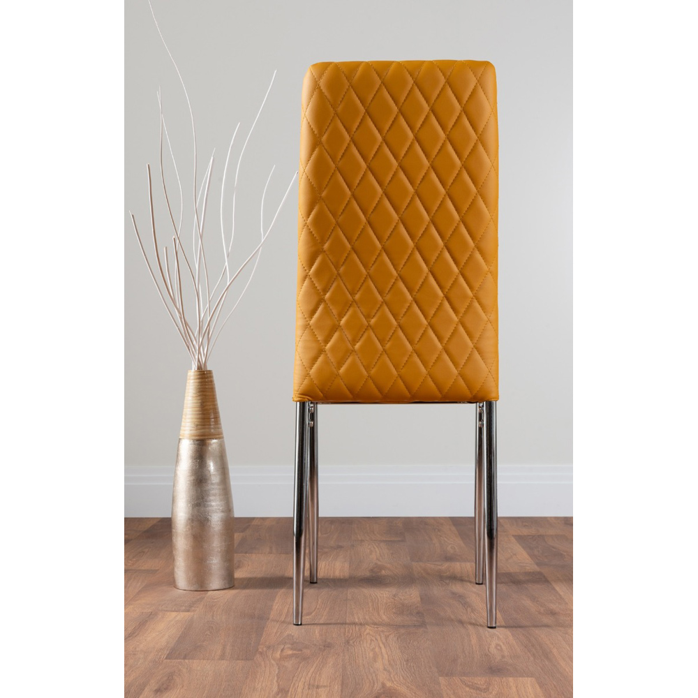 Furniturebox Arona Valera 4 Seater Round Dining Set Mustard Yellow and Chrome Image 8