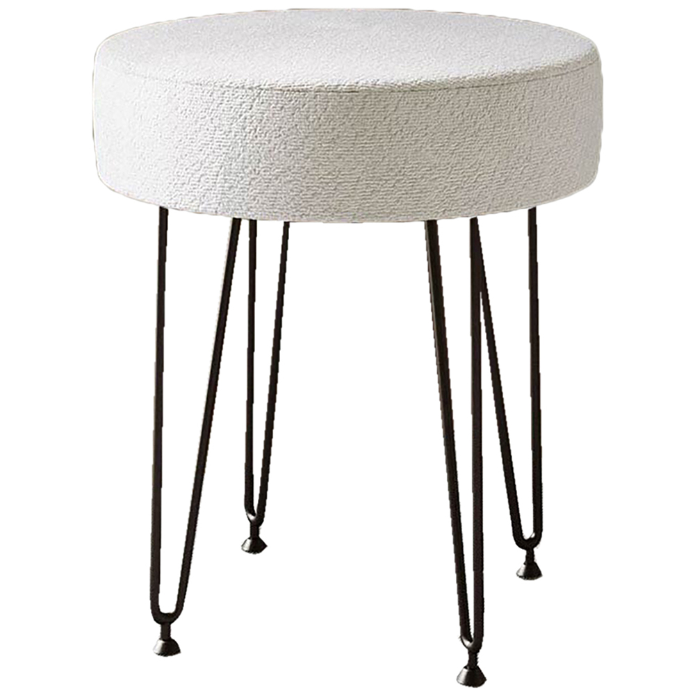 CARME Home Alaya Ivory and Black Bouclé Stool Image 2