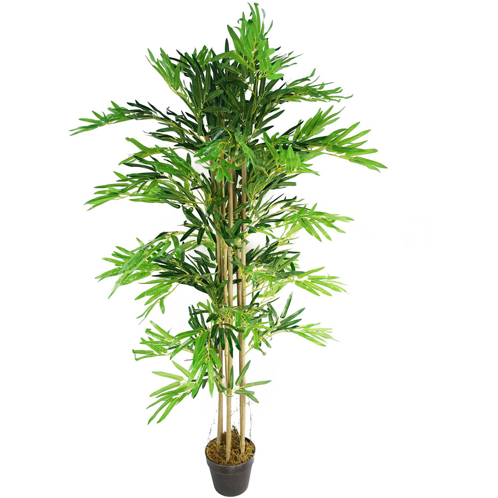 Leaf Natural Green Bamboo Artificial Tree in Pot 5ft Image 1