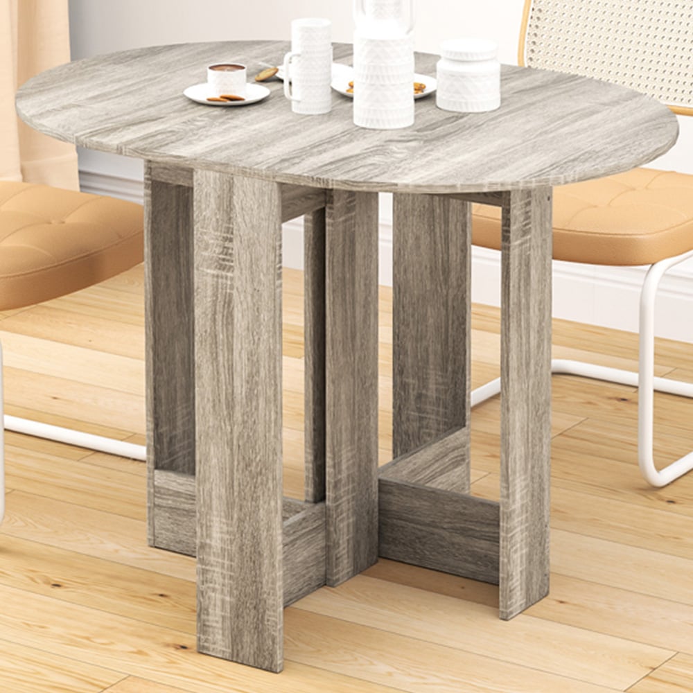 HOMCOM 2 Seater Grey Drop Leaf Dining Table Image 1