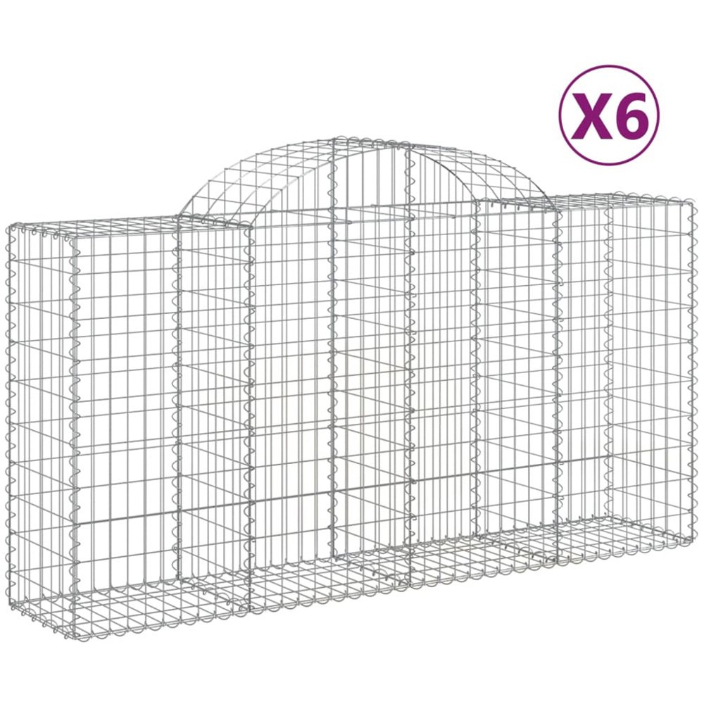 vidaXL Silver Galvanised Iron Arched Gabion Basket 100/120 x 50 x 200cm 6 Pack Image 4