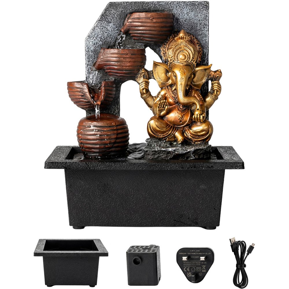 Spector Bronze Resin Indoor Tabletop Water Fountain with LED Light Image 3