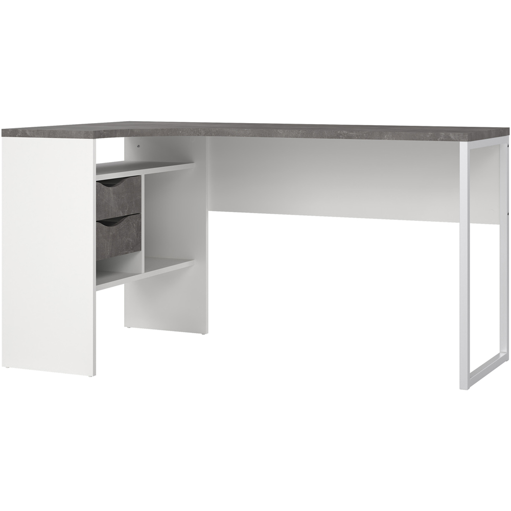 Florence Function Plus 2 Drawer Corner Desk White and Grey Image 2