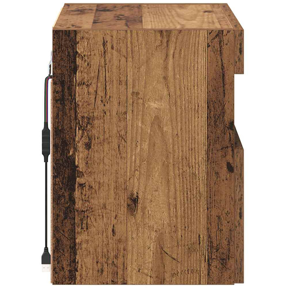 vidaXL Single Door Single Shelf Old Wood Wall Mounted TV Cabinet with LED Light Image 9
