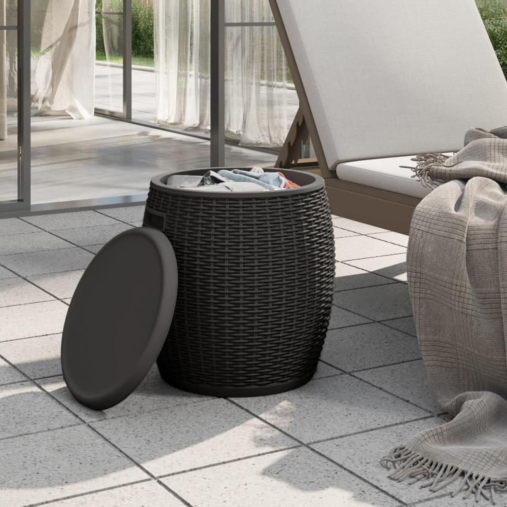 vidaXL 37L 4-in-1 Black Polypropylene Garden Storage Box Image 2