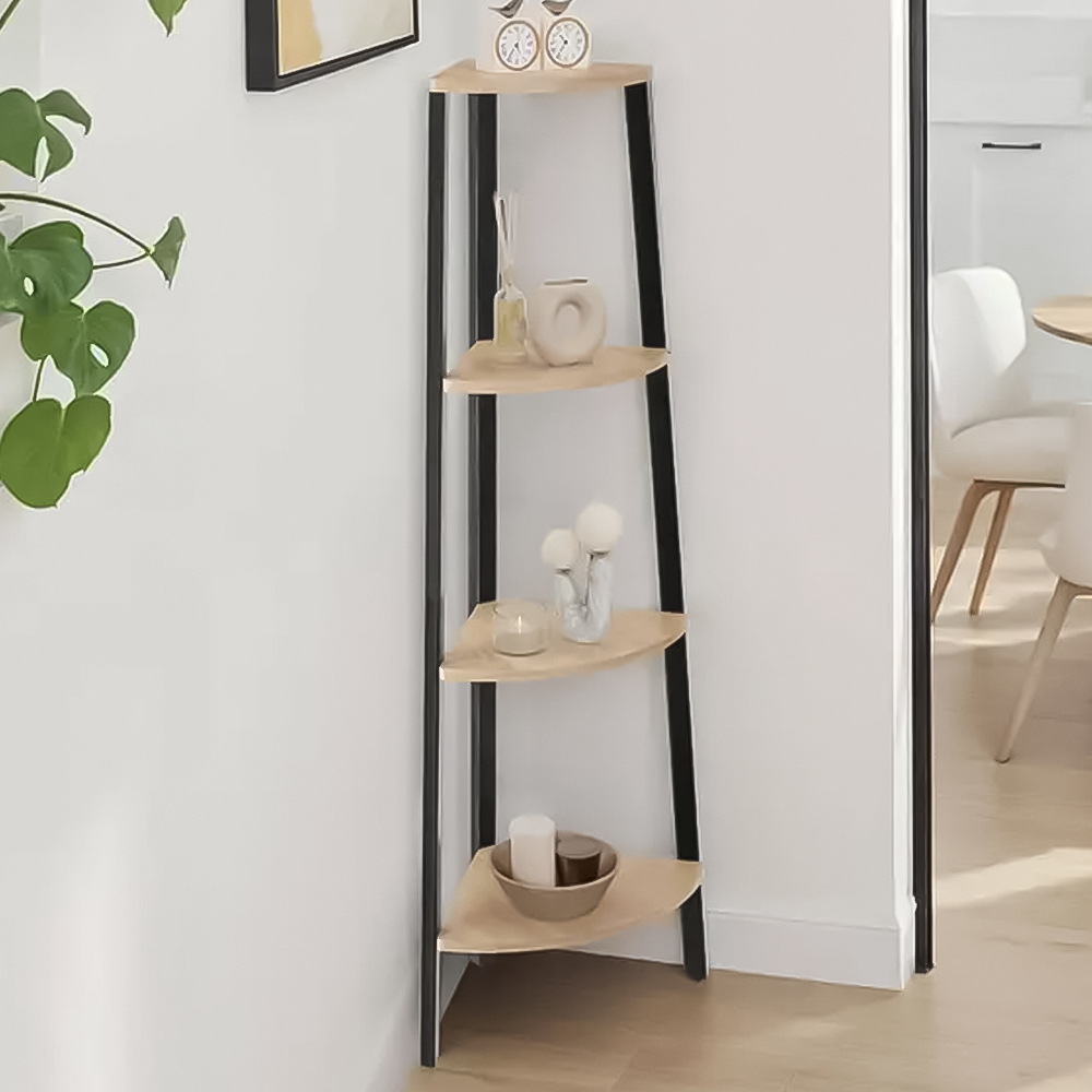 tectake Newbridge 4 Shelf Oak Sonoma Corner Shelving Unit Image 1