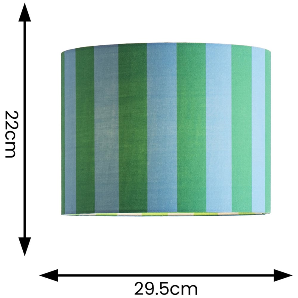 ValueLights Callie Colour Clash Large Blue and Green Stripe Fabric Drum Lamp Shade Image 5