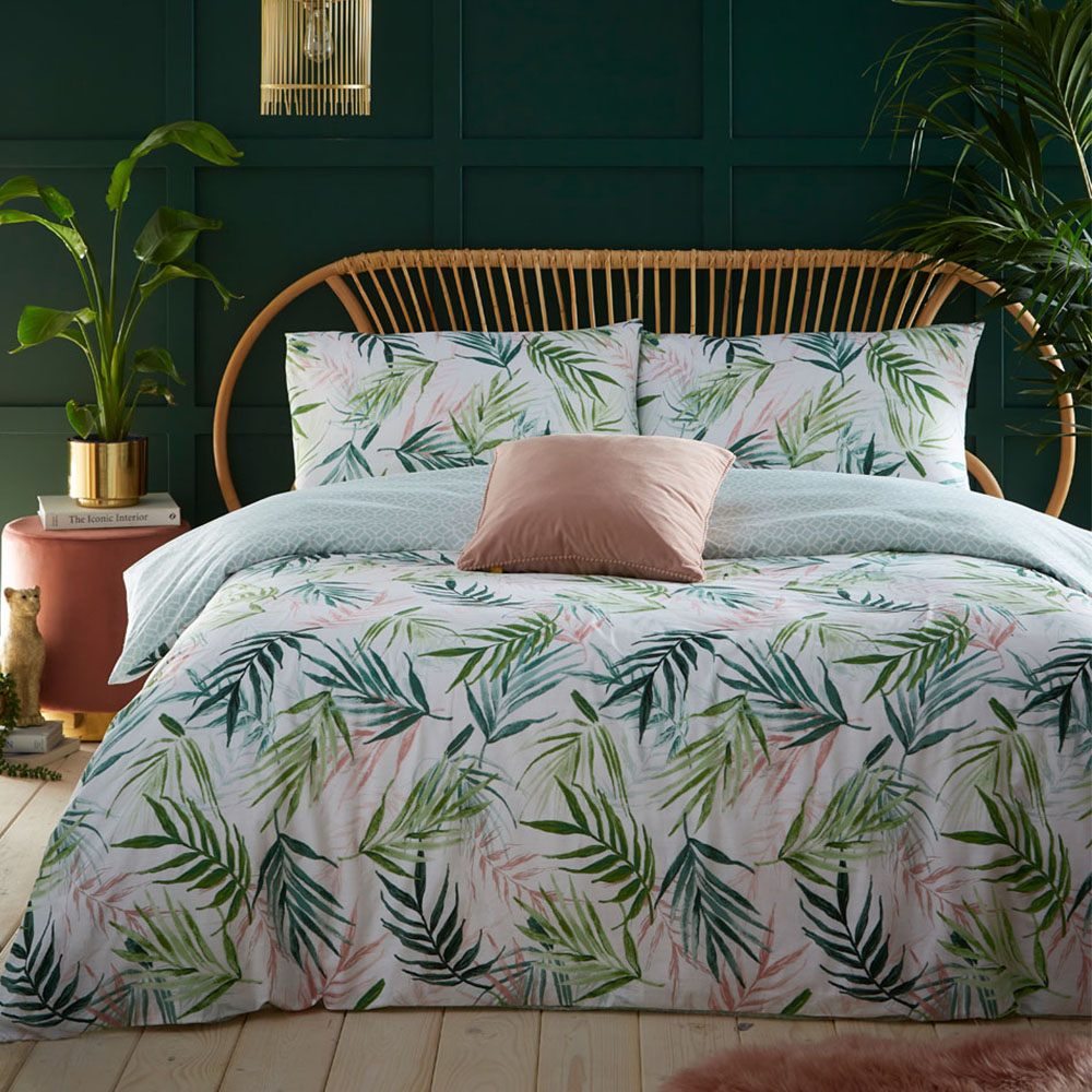 furn. Bali Palm Single Green Botanical Duvet Cover Set Image 1