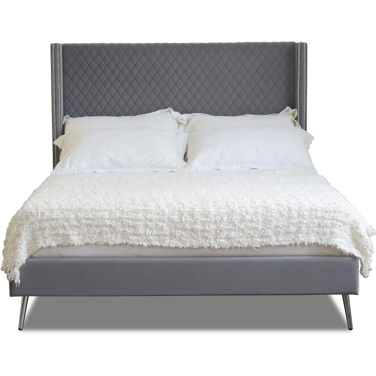 Vanessa Double Grey Fabric Bed Image 5