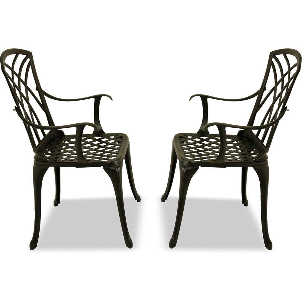 Centurion Oshowa Set of 2 Black Garden Bistro Chairs with Armrests Image 5