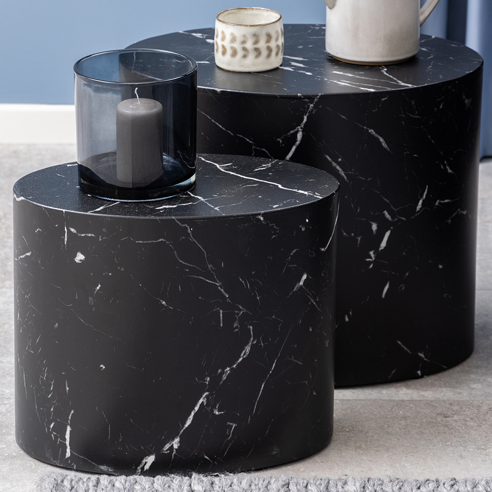 Florence Mice Black Oval Coffee Table Set of 2 Image 1