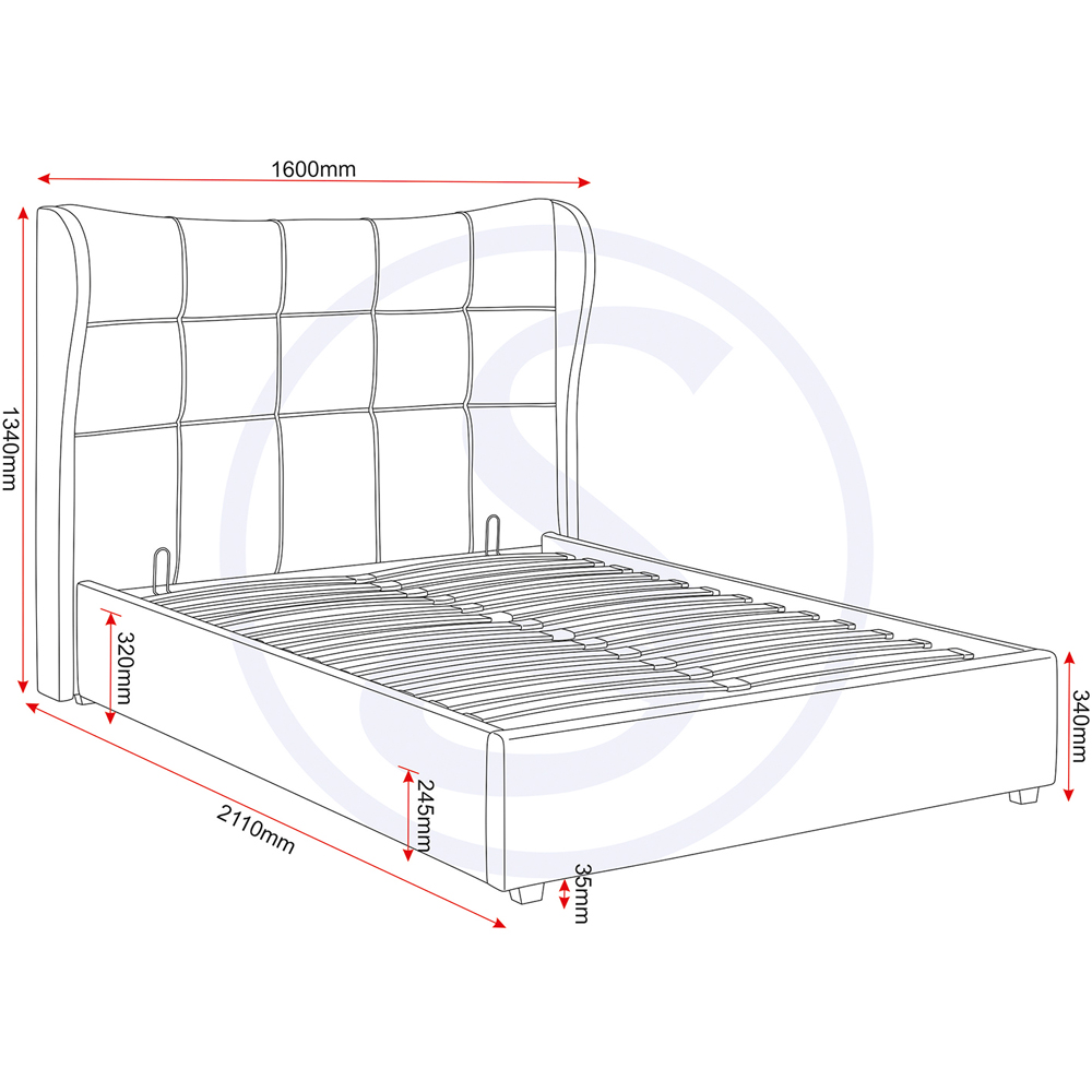 Seconique Verona Double Grey Fabric Gas Lift Ottoman Bed Frame Image 8