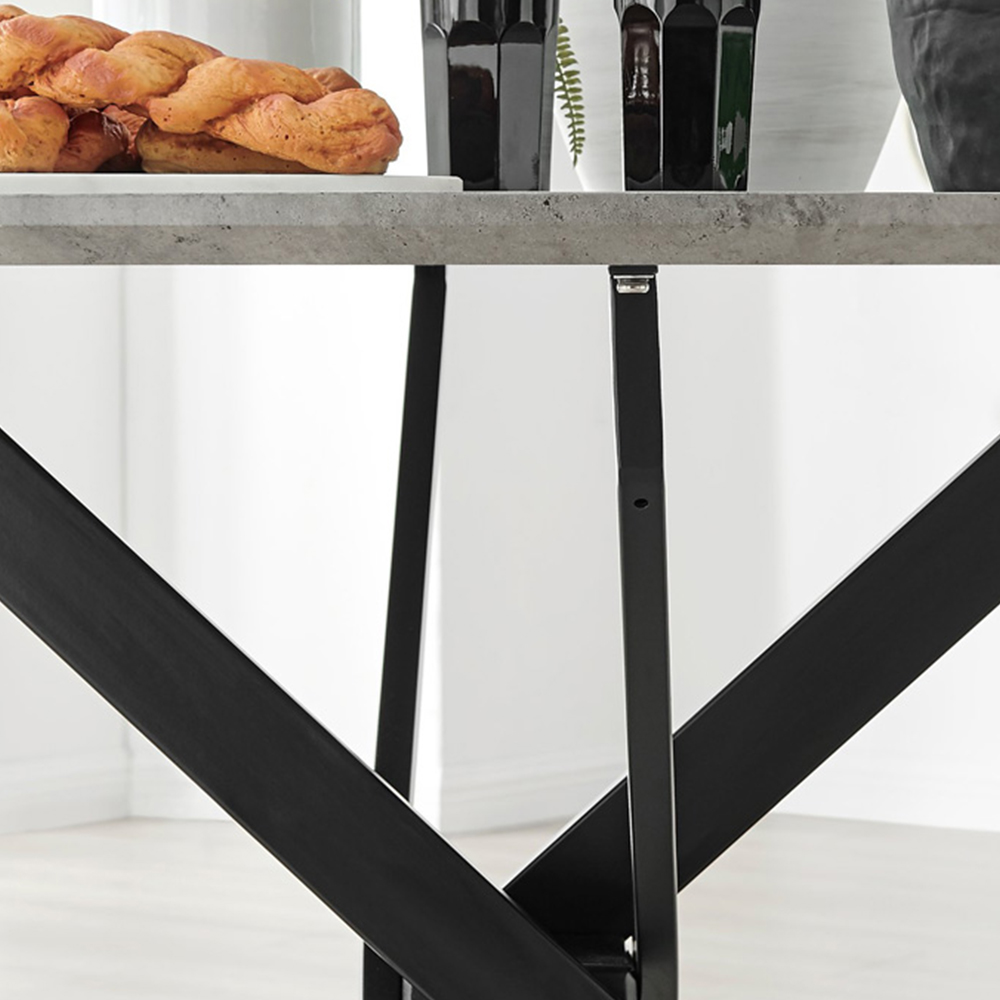 Furniturebox Arona Cesano Concrete Effect 6 Seater Round Dining Set Grey and Black Image 6