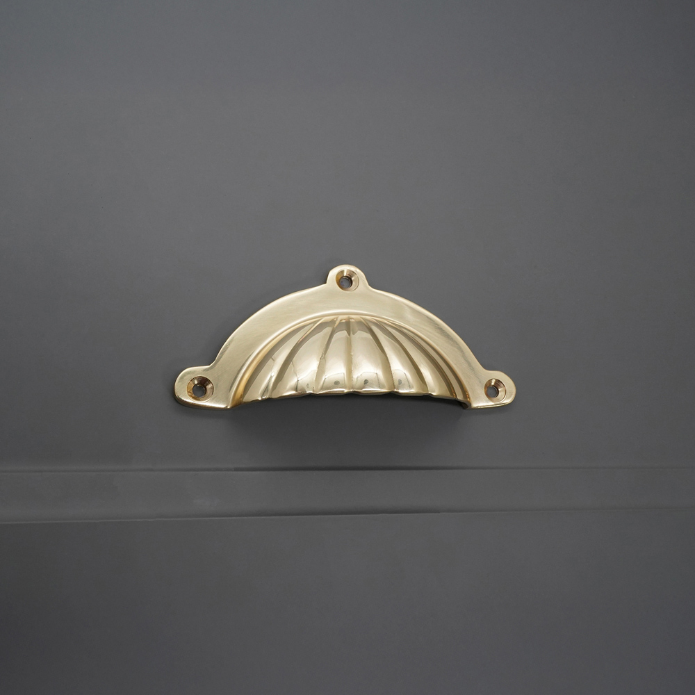 Spira Brass Shell Polished Brass Cup Pull Drawer Handle Image 2