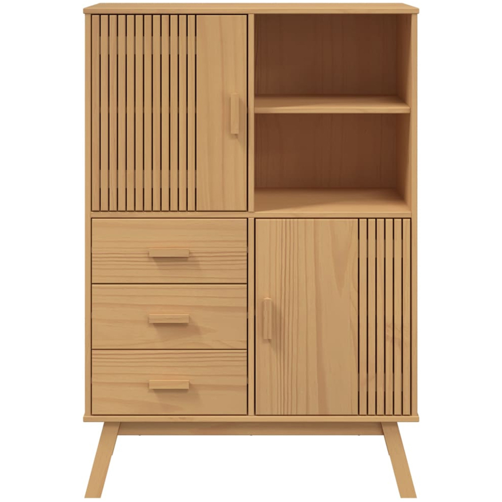 vidaXL 2 Door 3 Drawer 2 Shelf Solid Pine Wood Highboard Image 4