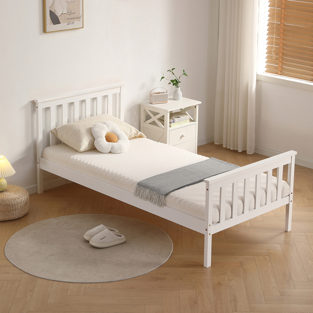 Brooklyn Single White Wooden Bed Frame Image 4