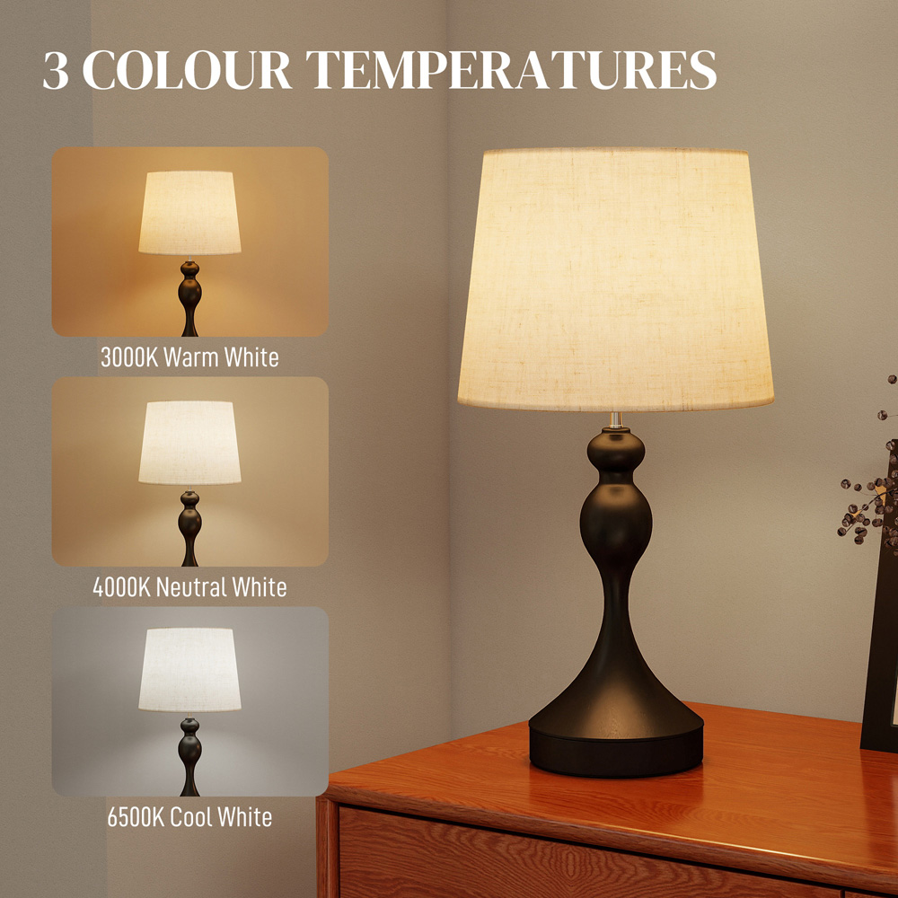 Portland Black LED Table Lamp with USB Ports 2 Pack Image 5