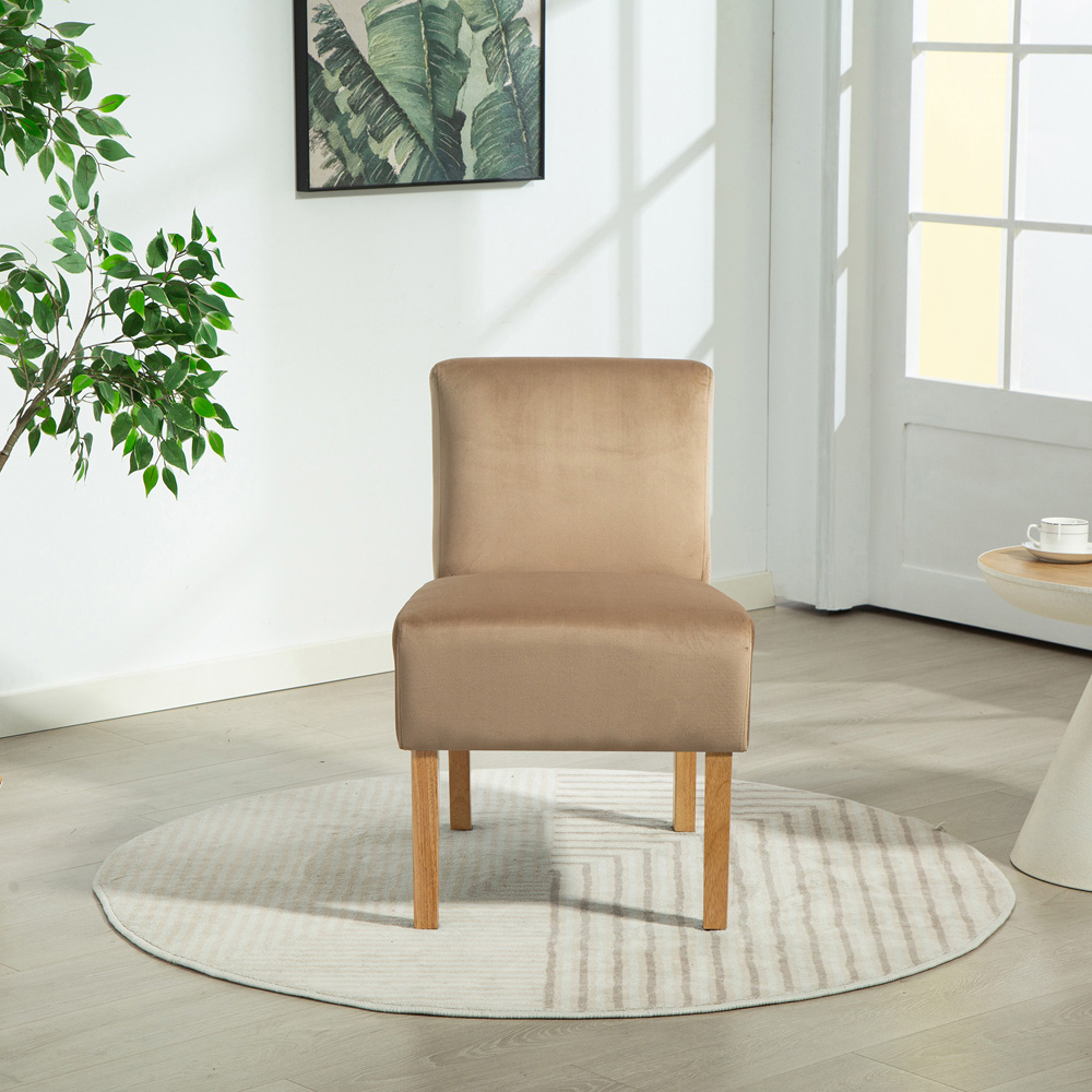 Artemis Home Corina Brown Velvet Fabric Armless Accent Chair Image 2