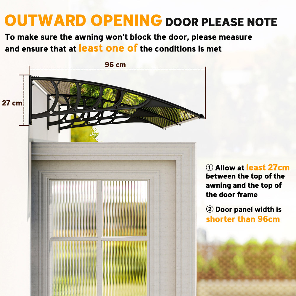 Outsunny Brown Window and Door Canopy Awning 2 x 0.96m Image 8