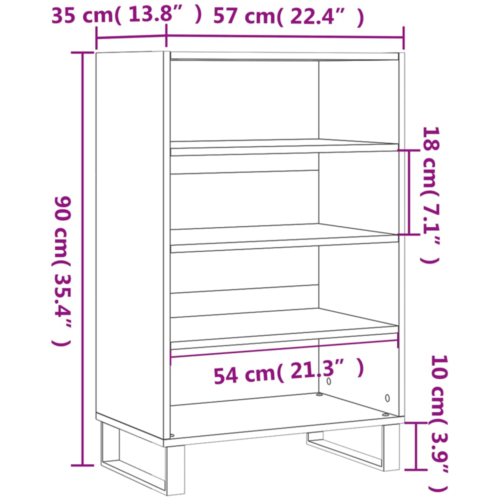 vidaXL 4 Open Shelf White Highboard with Metal Legs Image 9