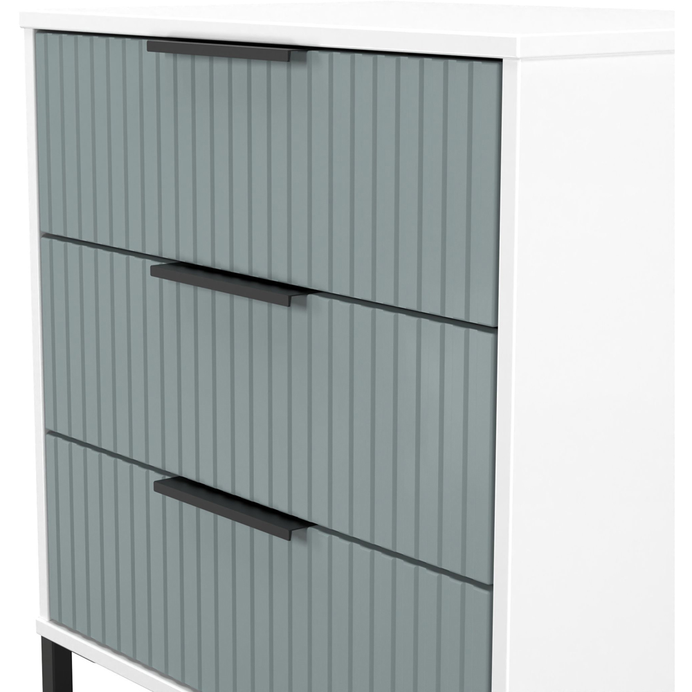 Crowndale Fluted 3 Drawer Duck and White Matt Midi Chest of Drawers Ready Assembled Image 5